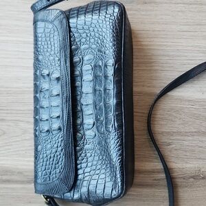 Brahmin Black Crocodile Pattern Women's Crossbody Bag